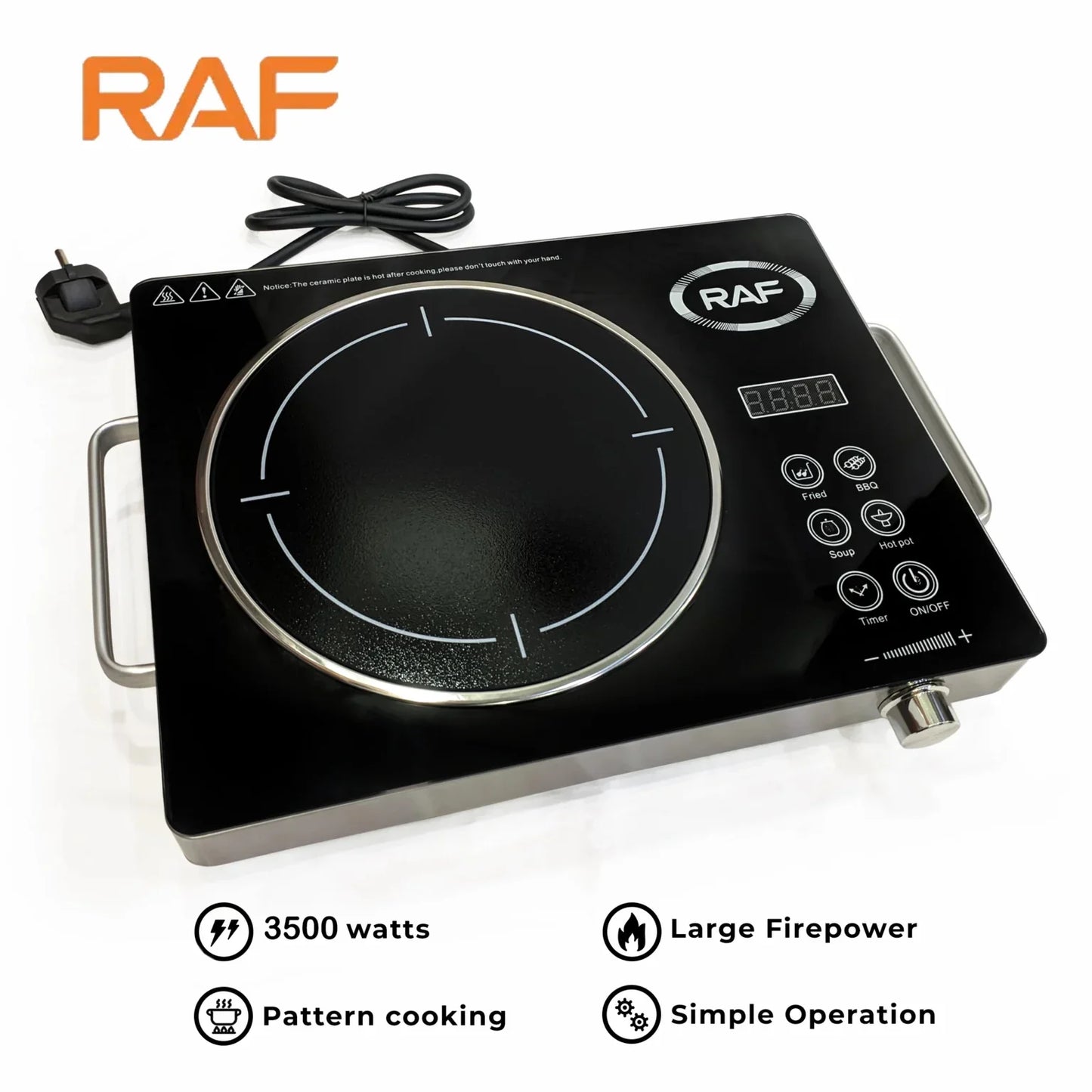 RAF Infrared Cooker & Hot Plate  – Multifunction & Digital Display – 3500W -1 Year Warranty