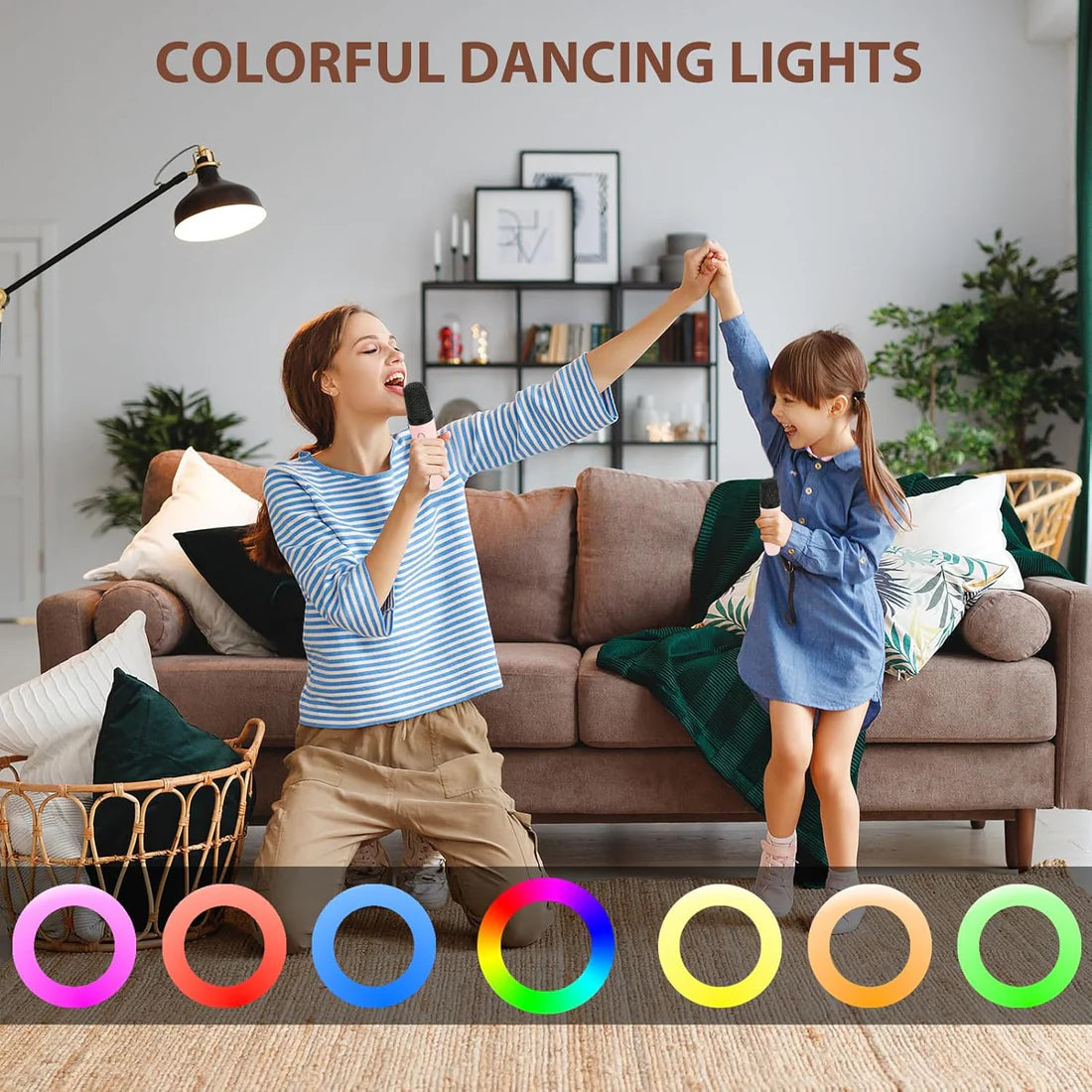 Mini Bluetooth Speaker and Mic with LED Lights for Kids Random Color