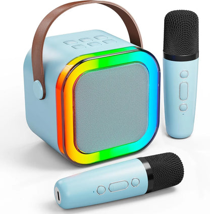 Mini Bluetooth Speaker and Mic with LED Lights for Kids Random Color